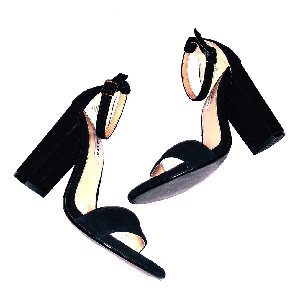 Steve Madden Black Velvet Ankle Strap Heels